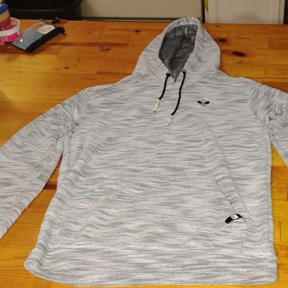 Gray Patterned Alien Hoodie Medium - image 1
